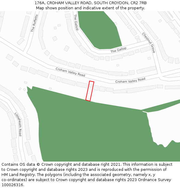 176A, CROHAM VALLEY ROAD, SOUTH CROYDON, CR2 7RB: Location map and indicative extent of plot