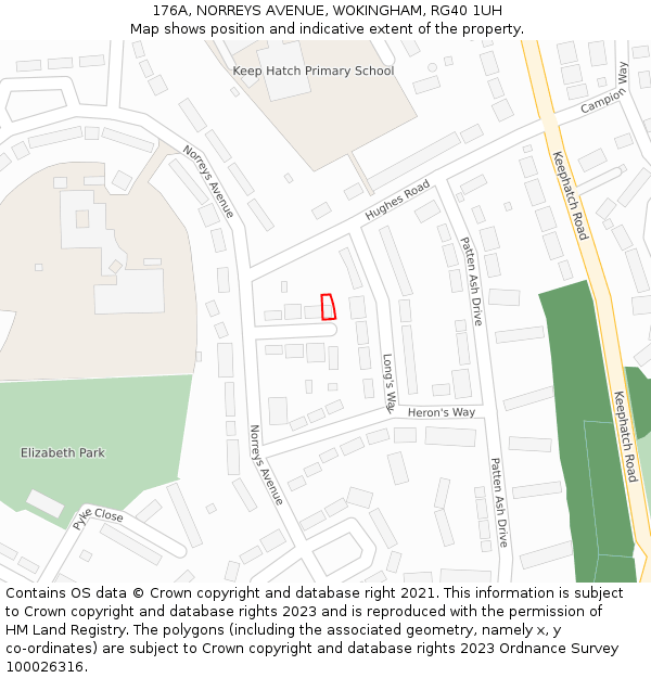 176A, NORREYS AVENUE, WOKINGHAM, RG40 1UH: Location map and indicative extent of plot