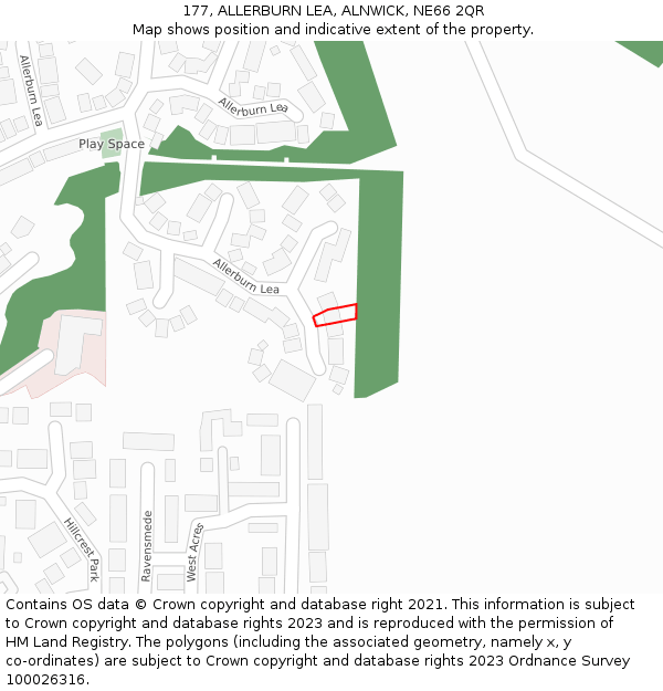 177, ALLERBURN LEA, ALNWICK, NE66 2QR: Location map and indicative extent of plot