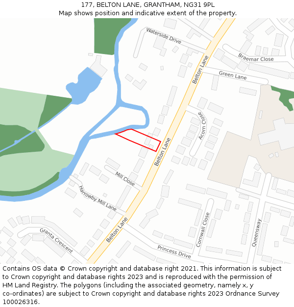 177, BELTON LANE, GRANTHAM, NG31 9PL: Location map and indicative extent of plot