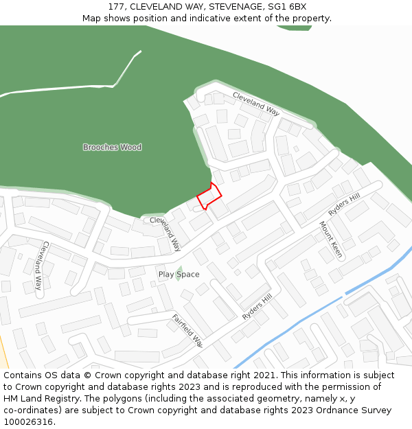 177, CLEVELAND WAY, STEVENAGE, SG1 6BX: Location map and indicative extent of plot