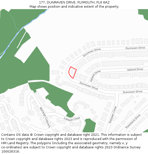 177, DUNRAVEN DRIVE, PLYMOUTH, PL6 6AZ: Location map and indicative extent of plot