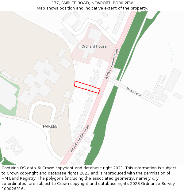 177, FAIRLEE ROAD, NEWPORT, PO30 2EW: Location map and indicative extent of plot