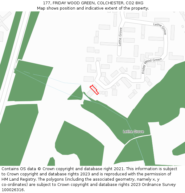 177, FRIDAY WOOD GREEN, COLCHESTER, CO2 8XG: Location map and indicative extent of plot