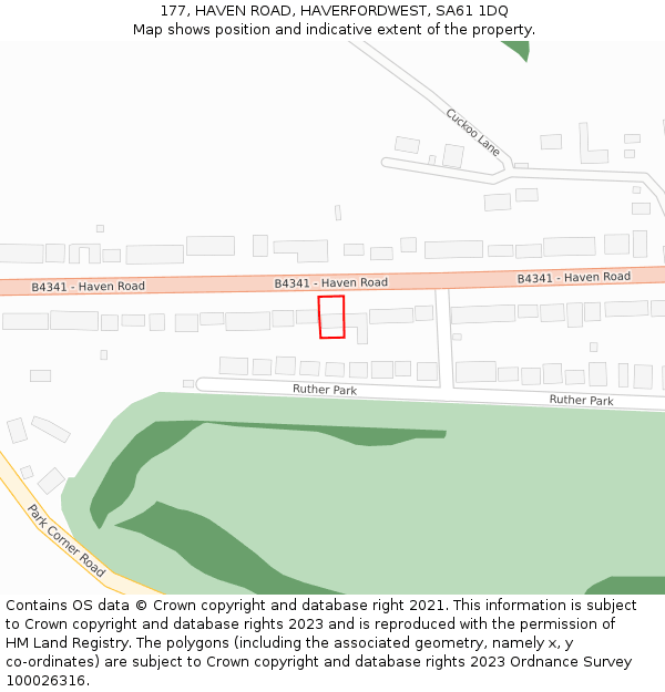 177, HAVEN ROAD, HAVERFORDWEST, SA61 1DQ: Location map and indicative extent of plot