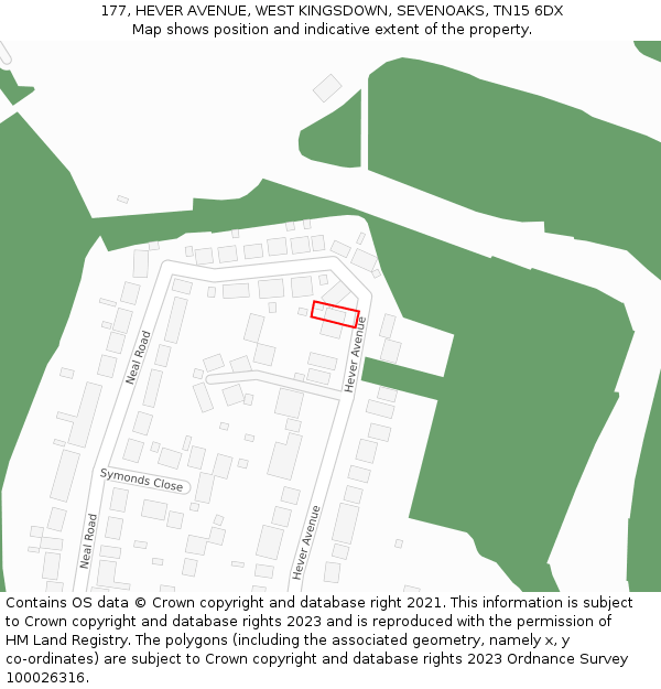 177, HEVER AVENUE, WEST KINGSDOWN, SEVENOAKS, TN15 6DX: Location map and indicative extent of plot