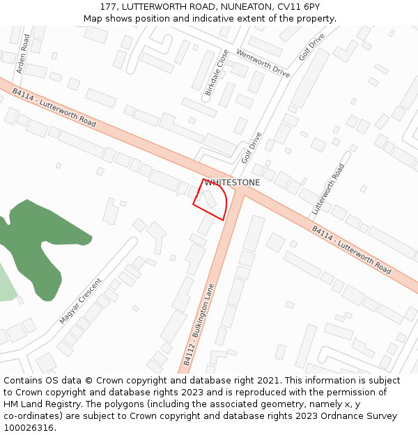 177, LUTTERWORTH ROAD, NUNEATON, CV11 6PY: Location map and indicative extent of plot