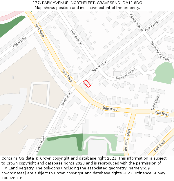 177, PARK AVENUE, NORTHFLEET, GRAVESEND, DA11 8DG: Location map and indicative extent of plot