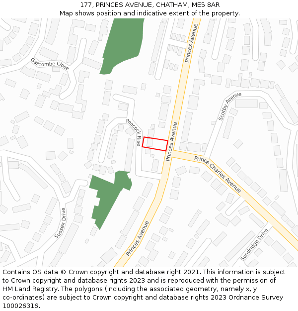 177, PRINCES AVENUE, CHATHAM, ME5 8AR: Location map and indicative extent of plot