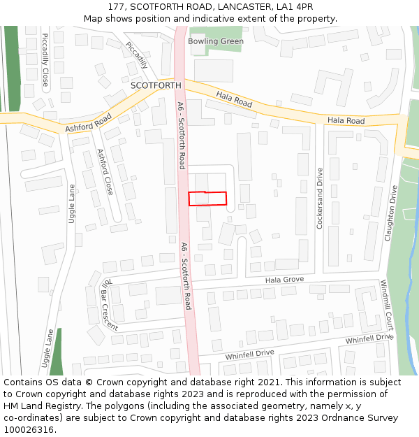 177, SCOTFORTH ROAD, LANCASTER, LA1 4PR: Location map and indicative extent of plot