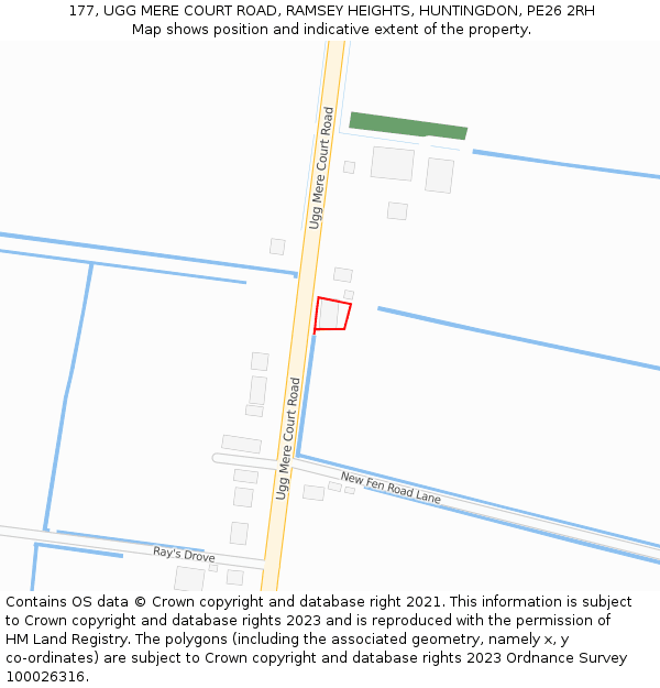 177, UGG MERE COURT ROAD, RAMSEY HEIGHTS, HUNTINGDON, PE26 2RH: Location map and indicative extent of plot