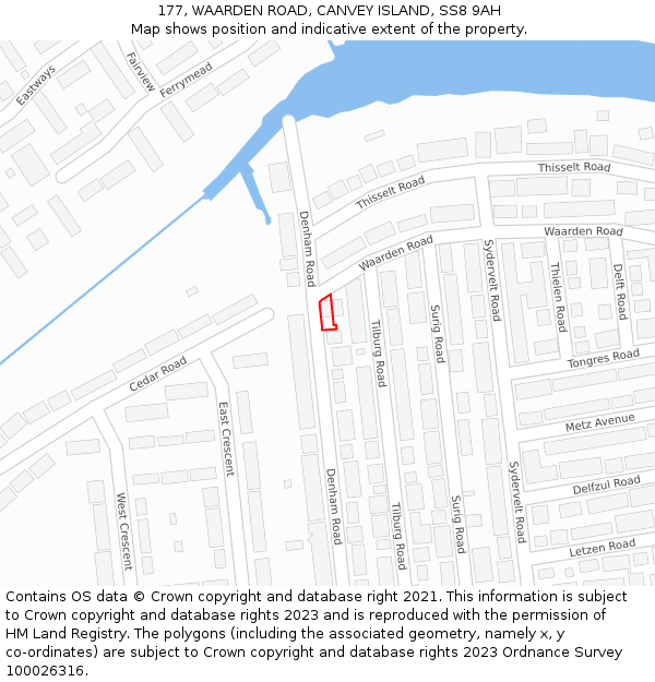 177, WAARDEN ROAD, CANVEY ISLAND, SS8 9AH: Location map and indicative extent of plot