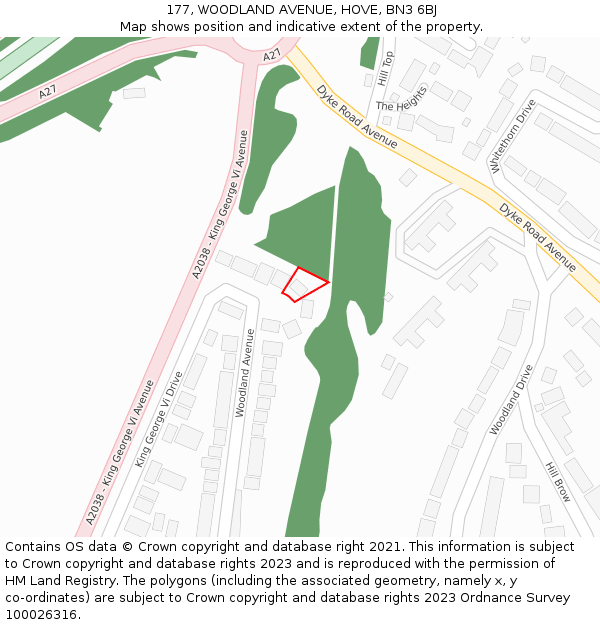 177, WOODLAND AVENUE, HOVE, BN3 6BJ: Location map and indicative extent of plot