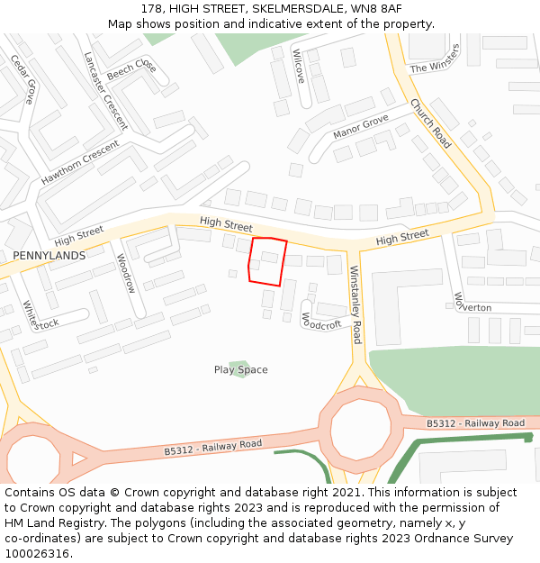 178, HIGH STREET, SKELMERSDALE, WN8 8AF: Location map and indicative extent of plot