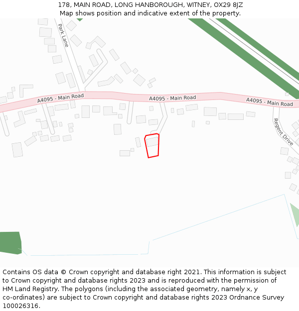178, MAIN ROAD, LONG HANBOROUGH, WITNEY, OX29 8JZ: Location map and indicative extent of plot