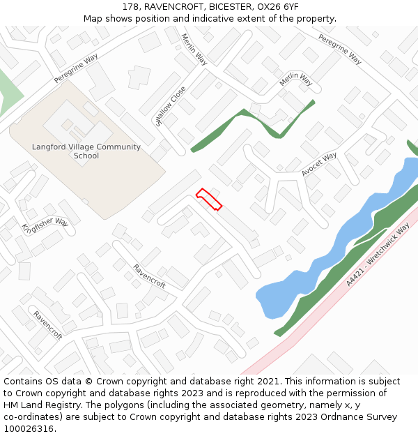 178, RAVENCROFT, BICESTER, OX26 6YF: Location map and indicative extent of plot