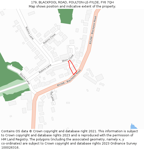 179, BLACKPOOL ROAD, POULTON-LE-FYLDE, FY6 7QH: Location map and indicative extent of plot