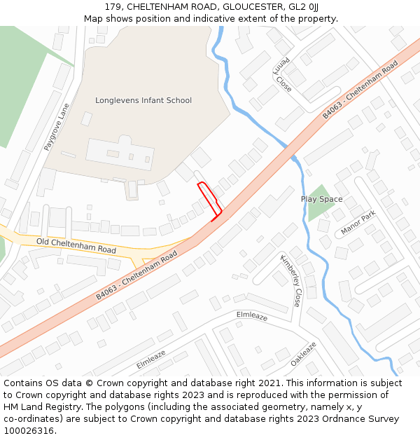 179, CHELTENHAM ROAD, GLOUCESTER, GL2 0JJ: Location map and indicative extent of plot