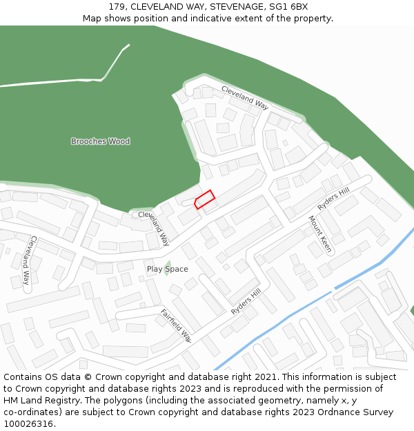 179, CLEVELAND WAY, STEVENAGE, SG1 6BX: Location map and indicative extent of plot