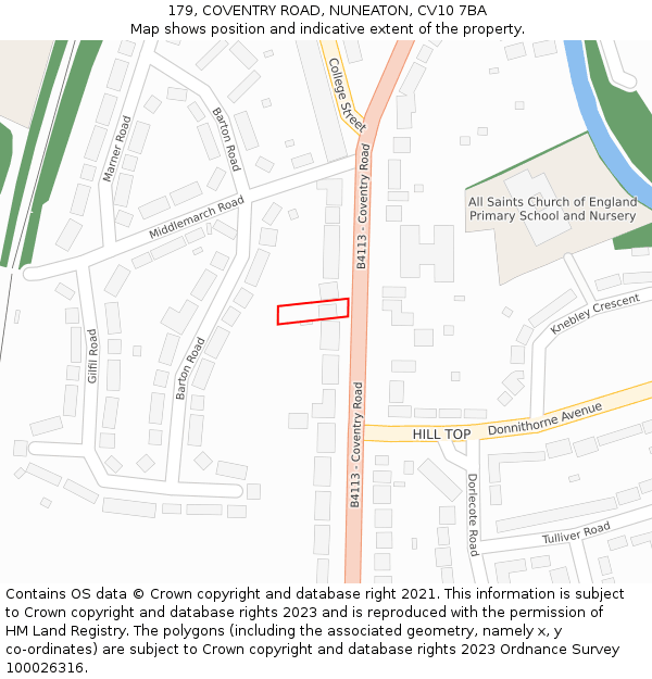 179, COVENTRY ROAD, NUNEATON, CV10 7BA: Location map and indicative extent of plot