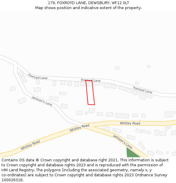 179, FOXROYD LANE, DEWSBURY, WF12 0LT: Location map and indicative extent of plot