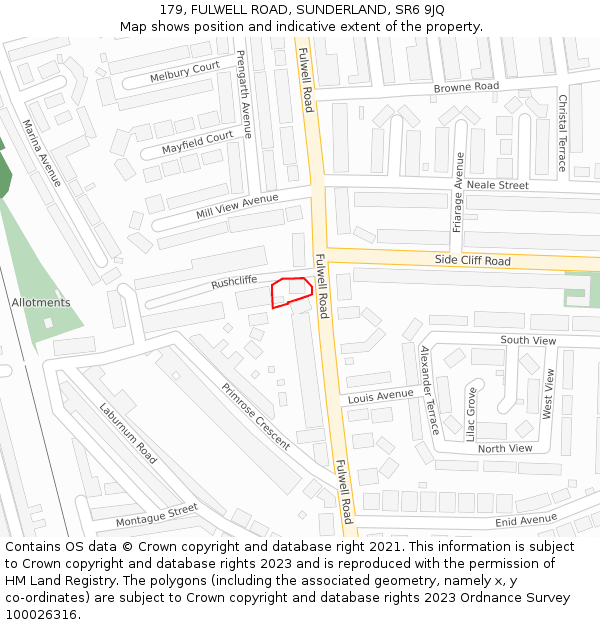 179, FULWELL ROAD, SUNDERLAND, SR6 9JQ: Location map and indicative extent of plot