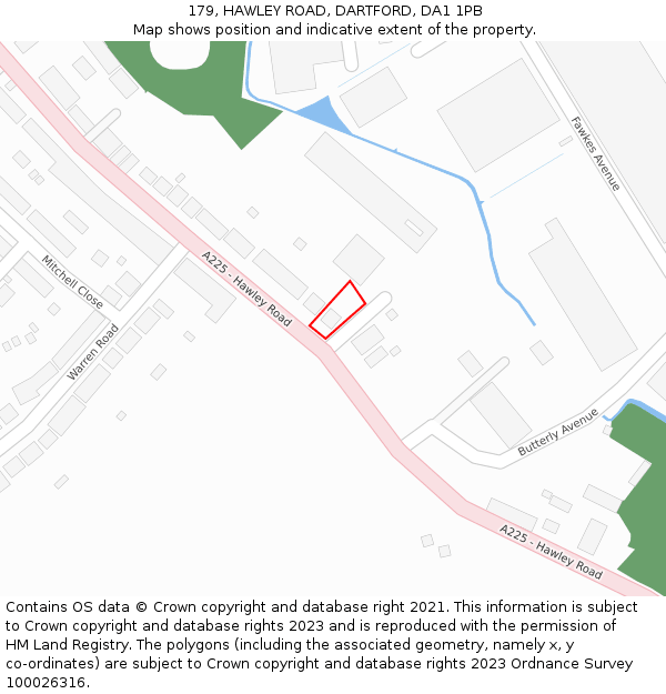 179, HAWLEY ROAD, DARTFORD, DA1 1PB: Location map and indicative extent of plot