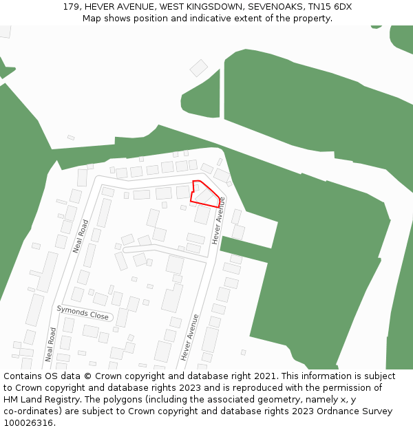 179, HEVER AVENUE, WEST KINGSDOWN, SEVENOAKS, TN15 6DX: Location map and indicative extent of plot