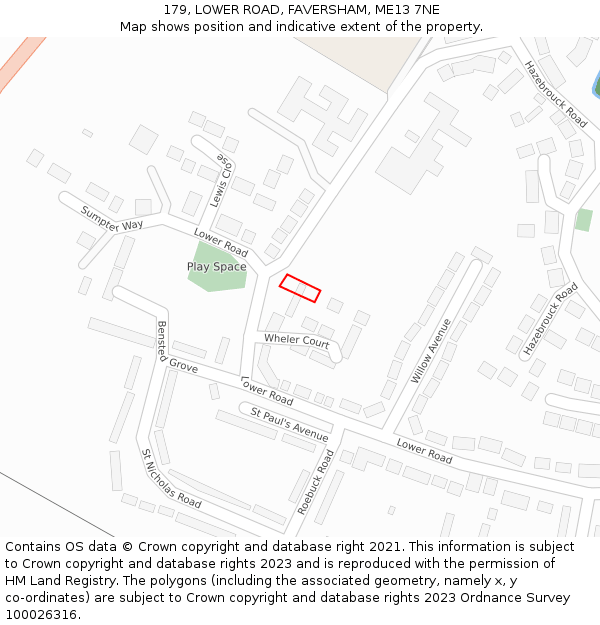 179, LOWER ROAD, FAVERSHAM, ME13 7NE: Location map and indicative extent of plot