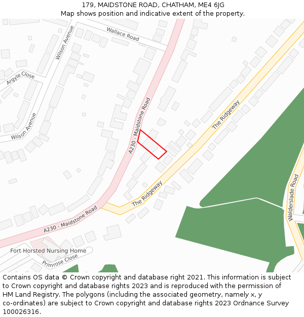 179, MAIDSTONE ROAD, CHATHAM, ME4 6JG: Location map and indicative extent of plot