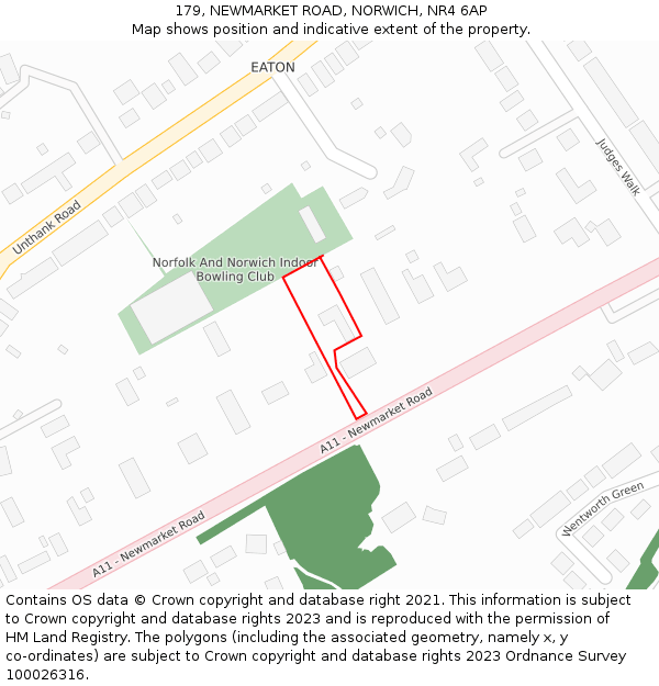179, NEWMARKET ROAD, NORWICH, NR4 6AP: Location map and indicative extent of plot