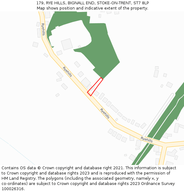 179, RYE HILLS, BIGNALL END, STOKE-ON-TRENT, ST7 8LP: Location map and indicative extent of plot