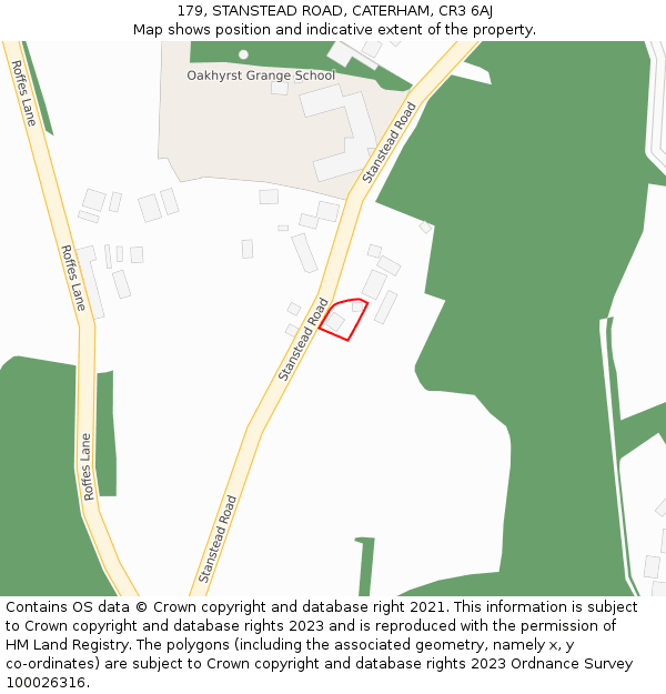 179, STANSTEAD ROAD, CATERHAM, CR3 6AJ: Location map and indicative extent of plot