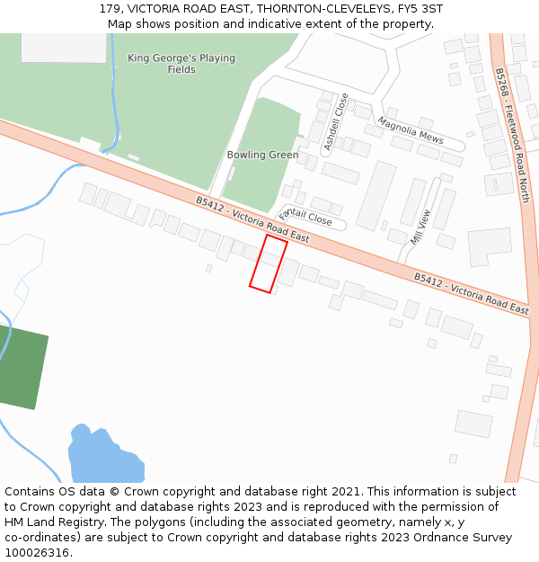 179, VICTORIA ROAD EAST, THORNTON-CLEVELEYS, FY5 3ST: Location map and indicative extent of plot
