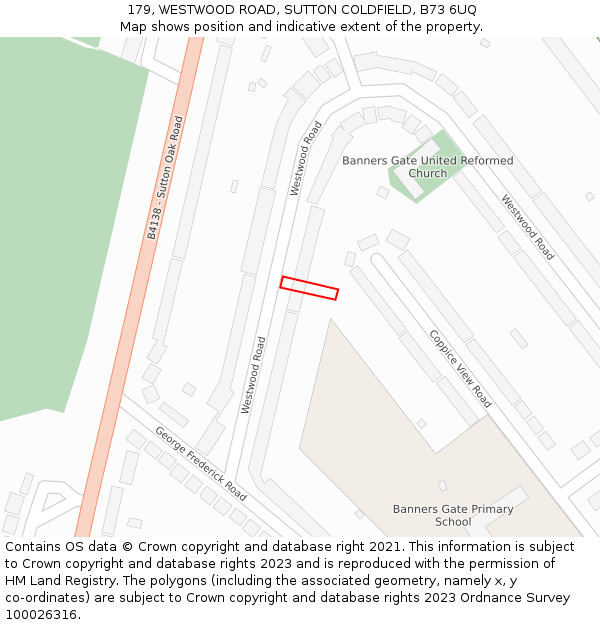 179, WESTWOOD ROAD, SUTTON COLDFIELD, B73 6UQ: Location map and indicative extent of plot