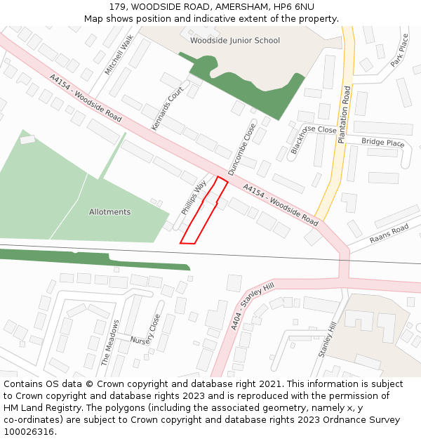 179, WOODSIDE ROAD, AMERSHAM, HP6 6NU: Location map and indicative extent of plot