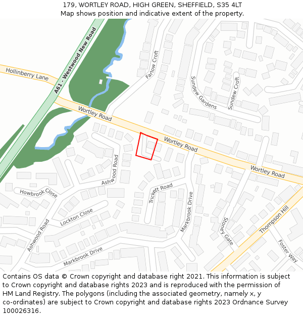 179, WORTLEY ROAD, HIGH GREEN, SHEFFIELD, S35 4LT: Location map and indicative extent of plot