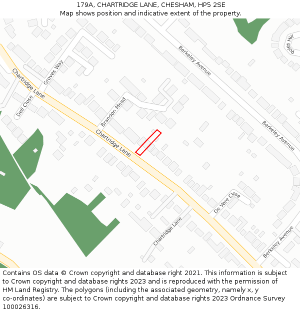 179A, CHARTRIDGE LANE, CHESHAM, HP5 2SE: Location map and indicative extent of plot