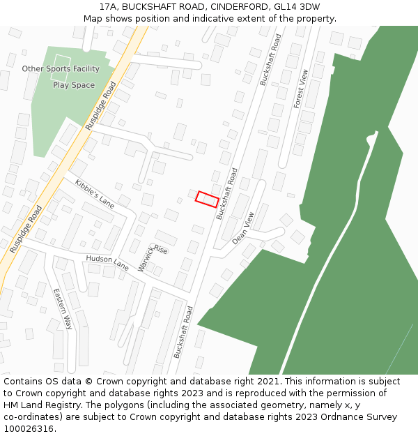 17A, BUCKSHAFT ROAD, CINDERFORD, GL14 3DW: Location map and indicative extent of plot