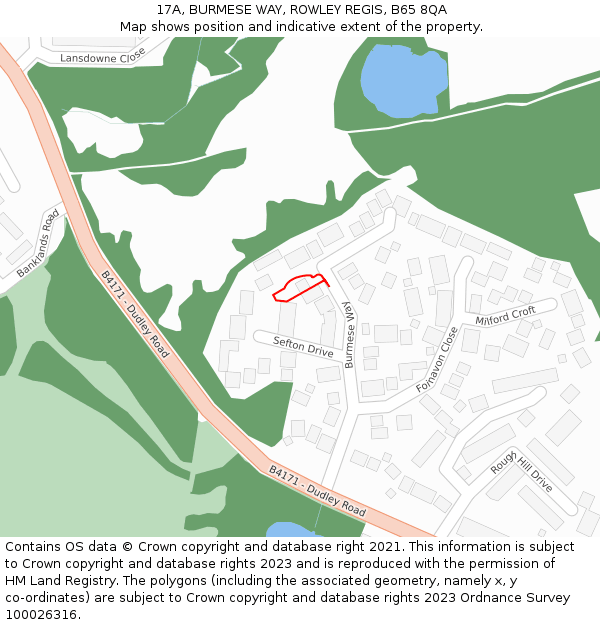 17A, BURMESE WAY, ROWLEY REGIS, B65 8QA: Location map and indicative extent of plot
