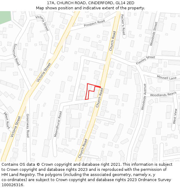 17A, CHURCH ROAD, CINDERFORD, GL14 2ED: Location map and indicative extent of plot