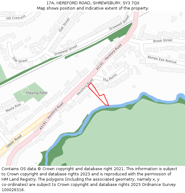 17A, HEREFORD ROAD, SHREWSBURY, SY3 7QX: Location map and indicative extent of plot