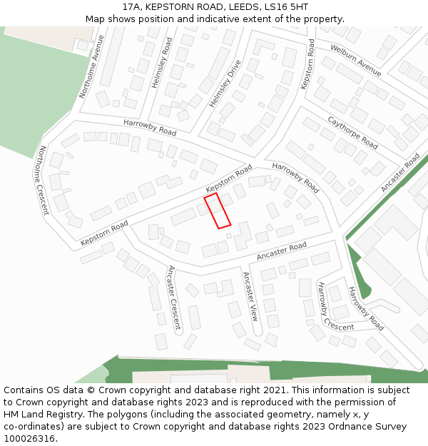 17A, KEPSTORN ROAD, LEEDS, LS16 5HT: Location map and indicative extent of plot
