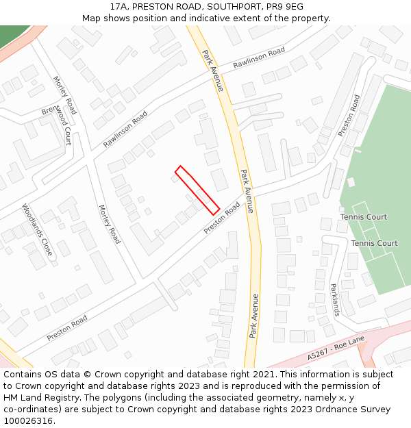 17A, PRESTON ROAD, SOUTHPORT, PR9 9EG: Location map and indicative extent of plot