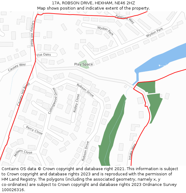 17A, ROBSON DRIVE, HEXHAM, NE46 2HZ: Location map and indicative extent of plot