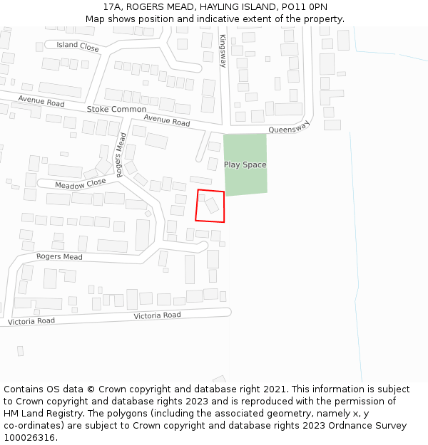 17A, ROGERS MEAD, HAYLING ISLAND, PO11 0PN: Location map and indicative extent of plot