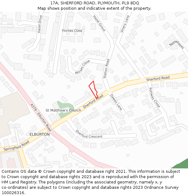 17A, SHERFORD ROAD, PLYMOUTH, PL9 8DQ: Location map and indicative extent of plot