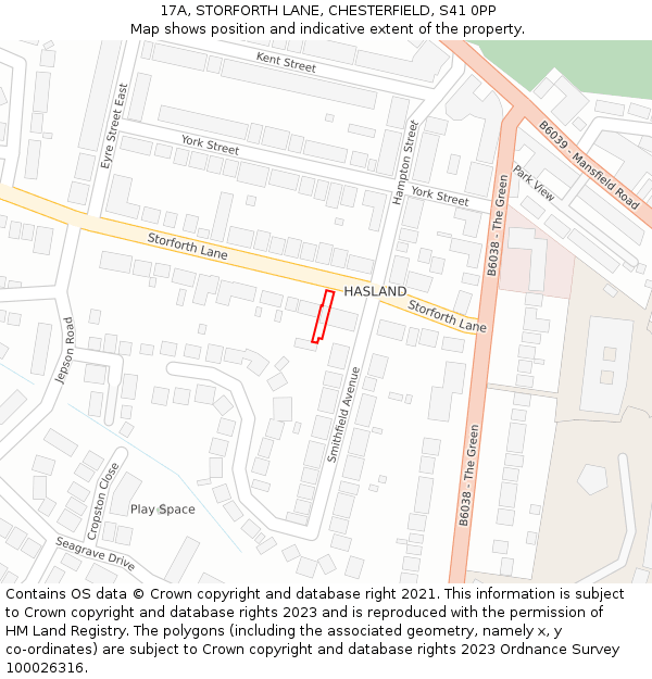 17A, STORFORTH LANE, CHESTERFIELD, S41 0PP: Location map and indicative extent of plot