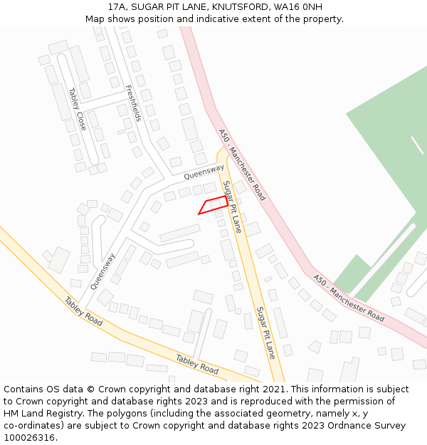 17A, SUGAR PIT LANE, KNUTSFORD, WA16 0NH: Location map and indicative extent of plot