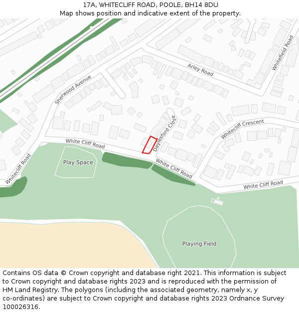 17A, WHITECLIFF ROAD, POOLE, BH14 8DU: Location map and indicative extent of plot